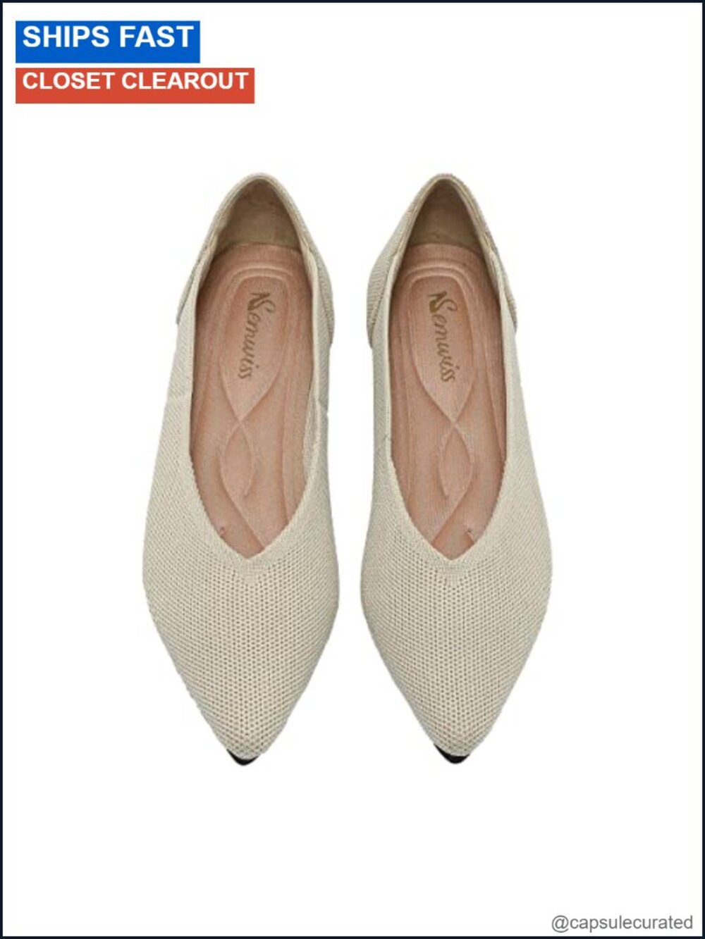 Women's Knit Ballet Flats Pointed Toe Memory Foam Work Shoes